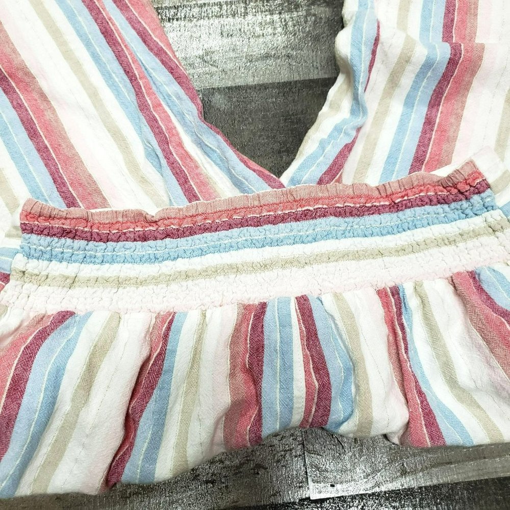 Cato Wide Leg Striped Linen-Blend Pants in White, Red, Blue, Tan - Picture 7 of 11